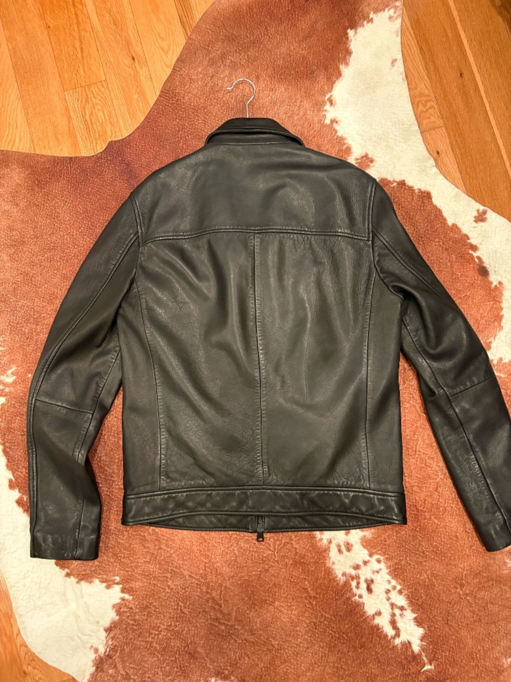 All Saints Karl Leather Jacket Size Medium Lamb Skin Black Leather Jacket - Picture 5 of 7